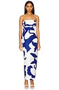 view 1 of 4 Orion Camellia Floral Jacquard Dress in Blue Mult