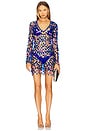 view 1 of 4 Sequin Crochet Mini Pullover Dress in Cobalt