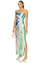 view 1 of 4 Lily Floral Vine Satin Dress in Blue & Green