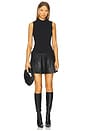 view 1 of 3 VESTIDO DE MALHA COM SAIA PLISSADA DE COURO in Black