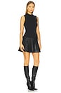 view 2 of 3 VESTIDO DE MALHA COM SAIA PLISSADA DE COURO in Black