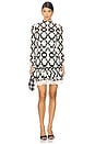 view 1 of 3 Willa Velvet Flock Lace Mock Neck Dress in White & Black