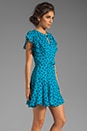 view 3 of 6 Silk Clover Print Carlin Flutter Dress in Aqua