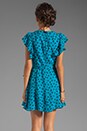 view 4 of 6 Silk Clover Print Carlin Flutter Dress in Aqua