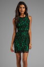 view 1 of 6 Floral Scalloped Lace Claudia Dress in Black/Emerald in Black & Emerald