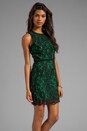 view 3 of 6 Floral Scalloped Lace Claudia Dress in Black/Emerald in Black & Emerald
