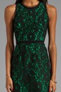 view 5 of 6 Floral Scalloped Lace Claudia Dress in Black/Emerald in Black & Emerald