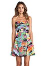 view 1 of 6 Tropical Print Strapless Flounce Skirt Dress in Multi