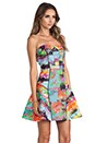 view 3 of 6 Tropical Print Strapless Flounce Skirt Dress in Multi