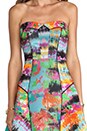 view 5 of 6 Tropical Print Strapless Flounce Skirt Dress in Multi