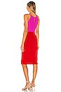 view 3 of 3 CADY ミディ丈ドレス in Fuchsia & Flame