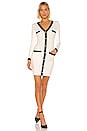 view 1 of 4 Fitted Faux Cardi Dress in White & Black
