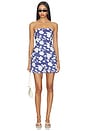 view 5 of 6 Amanda Floral Linen Short in Blue & White
