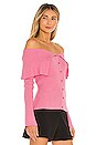 view 2 of 5 Off the Shoulder Rib Cardigan in Bubblegum
