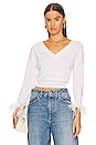 view 1 of 4 Feather Cuff V Neck Sweater in Ecru