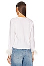 view 3 of 4 Feather Cuff V Neck Sweater in Ecru