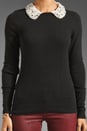 view 2 of 5 Jewel Trim Detachable Collar Sweater in Black