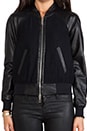 view 6 of 6 RUNWAY Kiss Jacquard Leather Sleeve Bomber Jacket in Multi