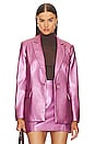 view 1 of 5 Alexa Crinkled Faux Leather Blazer in Pink