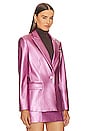 view 3 of 5 Alexa Crinkled Faux Leather Blazer in Pink