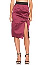 view 1 of 4 FALDA MIDI PEAU DE SOIE in Burgundy