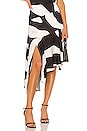 view 1 of 5 Zebra Print Viscose Asymmetrical Cascade Skirt in Black Multi