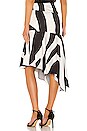 view 4 of 5 Zebra Print Viscose Asymmetrical Cascade Skirt in Black Multi