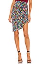 view 1 of 4 Dark Floral Ruched Midi Skirt in Multi