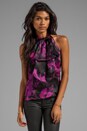 view 1 of 5 Floral Mirage Print Gwyneth Bow Halter in Magenta