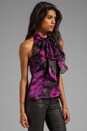 view 2 of 5 Floral Mirage Print Gwyneth Bow Halter in Magenta