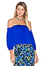 view 1 of 4 Silk Off Shoulder Blouse in Cobalt