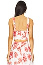 view 3 of 4 Rose Embroidery Square Neck Top in Red & White