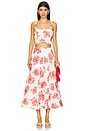 view 4 of 4 Rose Embroidery Square Neck Top in Red & White