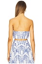 view 3 of 4 Butterfly Eyelet Strapless Crop Top in White & Blue