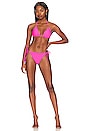 view 4 of 4 Cabana Textured Triangle Bikini Top in Neon Pink