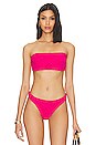 view 2 of 5 Cabana Eyelet Strapless Bandeau Bikini Top in Pink