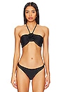 view 1 of 4 Cabana Rosette Halter Bikini Top in Black