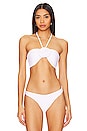 view 1 of 4 Cabana Rosette Halter Bikini Top in White