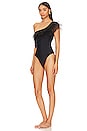 view 3 of 4 Cabana Pleated One Shoulder One Piece in Black