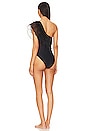 view 4 of 4 Cabana Pleated One Shoulder One Piece in Black