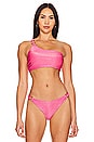 view 1 of 5 Cabana One Shoulder O-Ring Bikini Top in Shimmer Pink