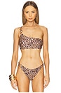 view 1 of 4 Printed Leopard One Shoulder O-Ring Bikini Top in Multi