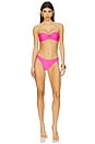 view 4 of 5 Margot Textured Chevron Bikini Bottom in Fuchsia