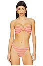 view 1 of 5 Stripe Knot Bandeau Bikini Top in Orange & White