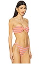 view 2 of 5 Stripe Knot Bandeau Bikini Top in Orange & White