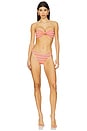 view 4 of 5 Stripe Knot Bandeau Bikini Top in Orange & White