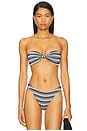 view 1 of 6 Stripe Knot Bandeau Bikini Top in Black & White