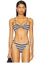 view 2 of 6 Stripe Knot Bandeau Bikini Top in Black & White