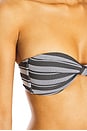 view 6 of 6 Stripe Knot Bandeau Bikini Top in Black & White