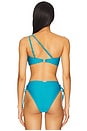 view 3 of 5 Metallic Lux One Shoulder Chain Top in Teal